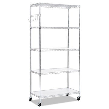 Alera® 5-shelf Wire Shelving Kit With Casters And Shelf Liners, 36w X 18d X 72h, Silver freeshipping - TVN Wholesale